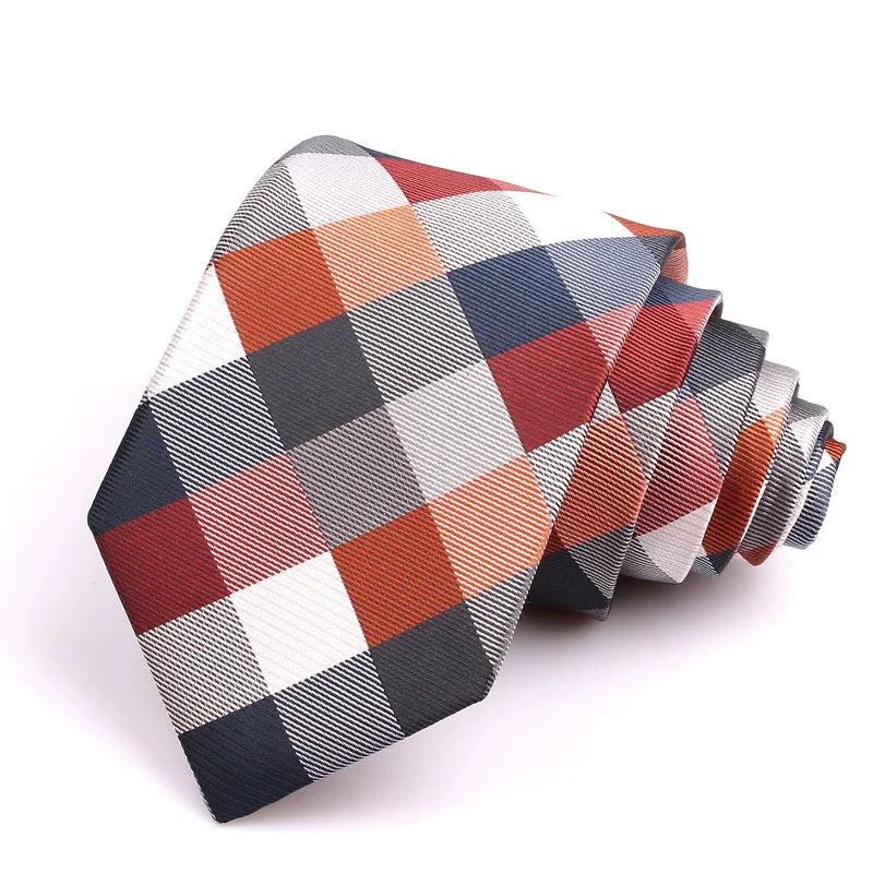 New Polyester Necktie for Men: Classic Checked Ties, Fashionable Neckwear for Wedding, Business, and Suit Attire