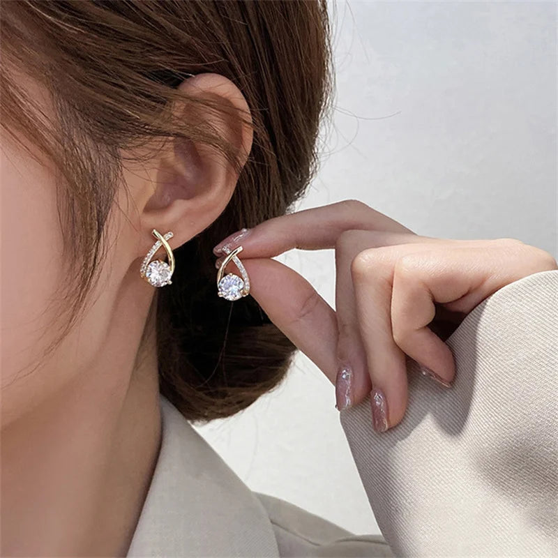 Elegant Crystal Cross Stud Earrings: Fashionable Jewelry for Women