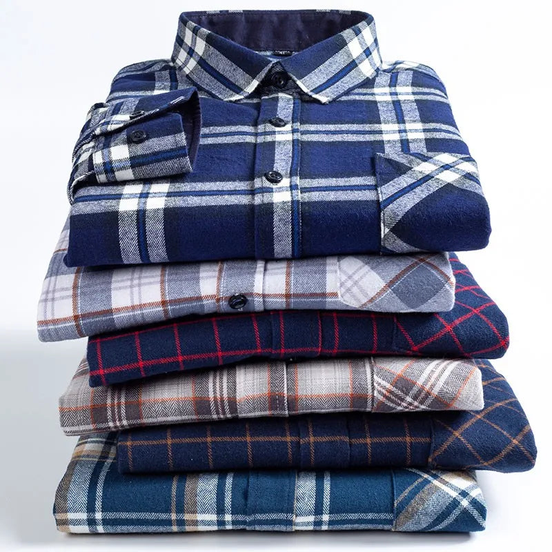 Red and Navy Pure Cotton Plaid Men's Casual Shirt