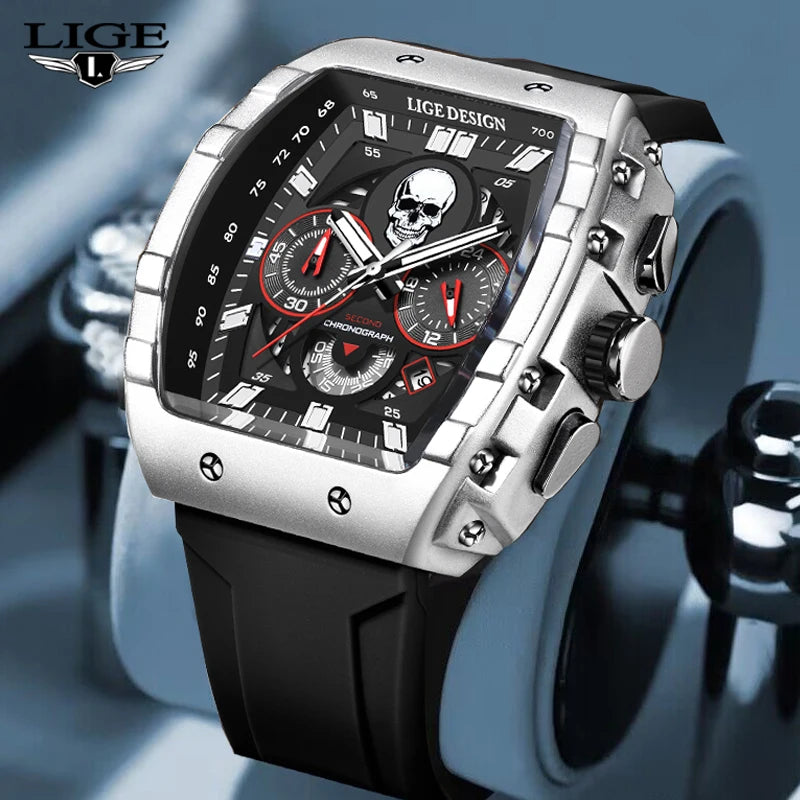 LIGE Design Hollow Chronograph Watch