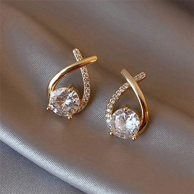 Elegant Crystal Cross Stud Earrings: Fashionable Jewelry for Women