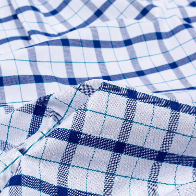Pure Cotton Light Blue Plaid Oxford Short Sleeve Shirt