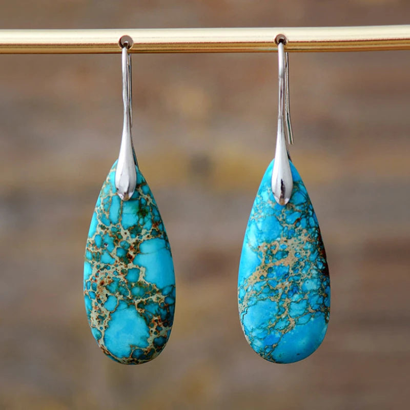 Exquisite Bohemian Emperor Stone Droplet Earrings