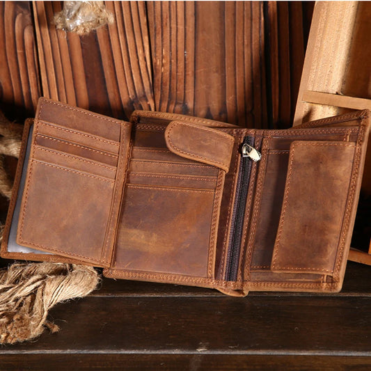 Genuine Leather Men's Wallet with Coin Pocket