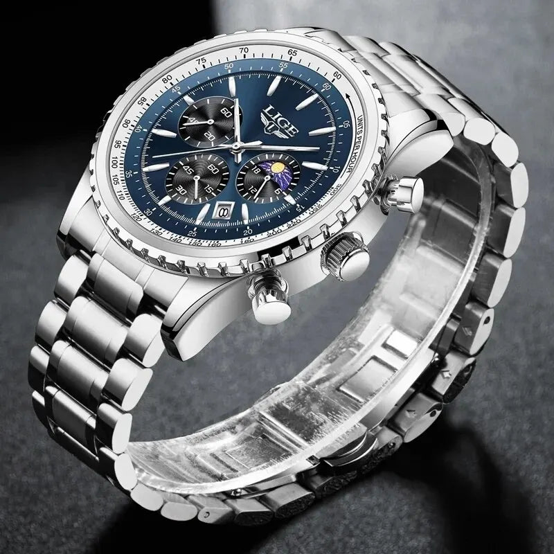 LIGE Quartz Chronograph Sport Wristwatch