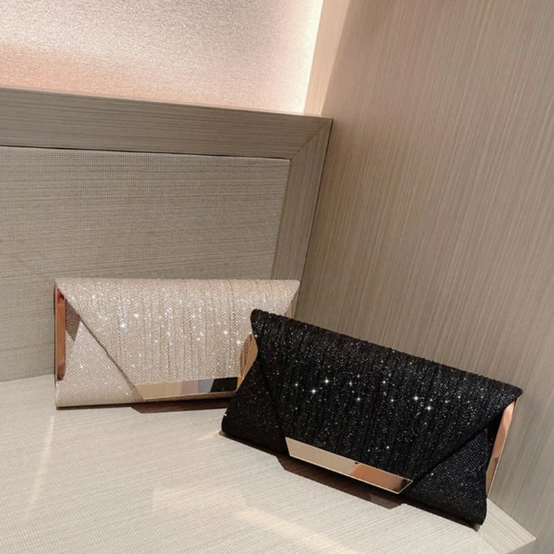 Exquisite Glitter Evening Clutch for Women with Shoulder Chain