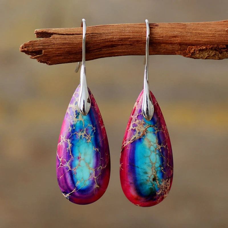 Exquisite Bohemian Emperor Stone Droplet Earrings