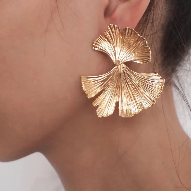 Ginkgo Biloba Leaf-Shaped Drop Earrings for Women