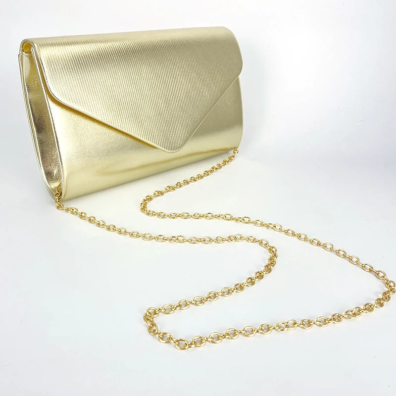 Gold Chain Evening Clutch for Women: Versatile Envelope Style, Ideal for Daily Use, Weddings, and Parties