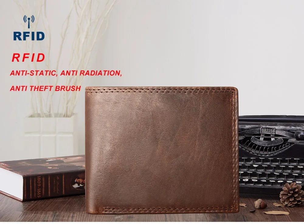 RFID Blocking Genuine Leather Men's Wallet with Card Holders