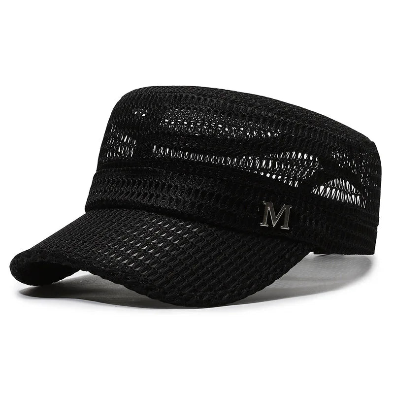 Men's Outdoor Summer Military Hats: Breathable Mesh Design in Flat Top Caps
