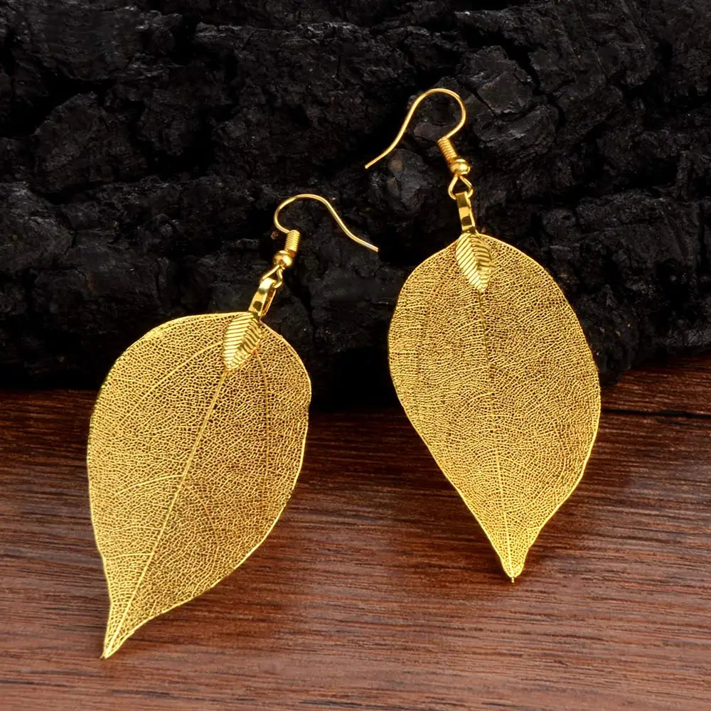 Bohemian Dangle Drop Long Earrings: Fashionable Leaf Design