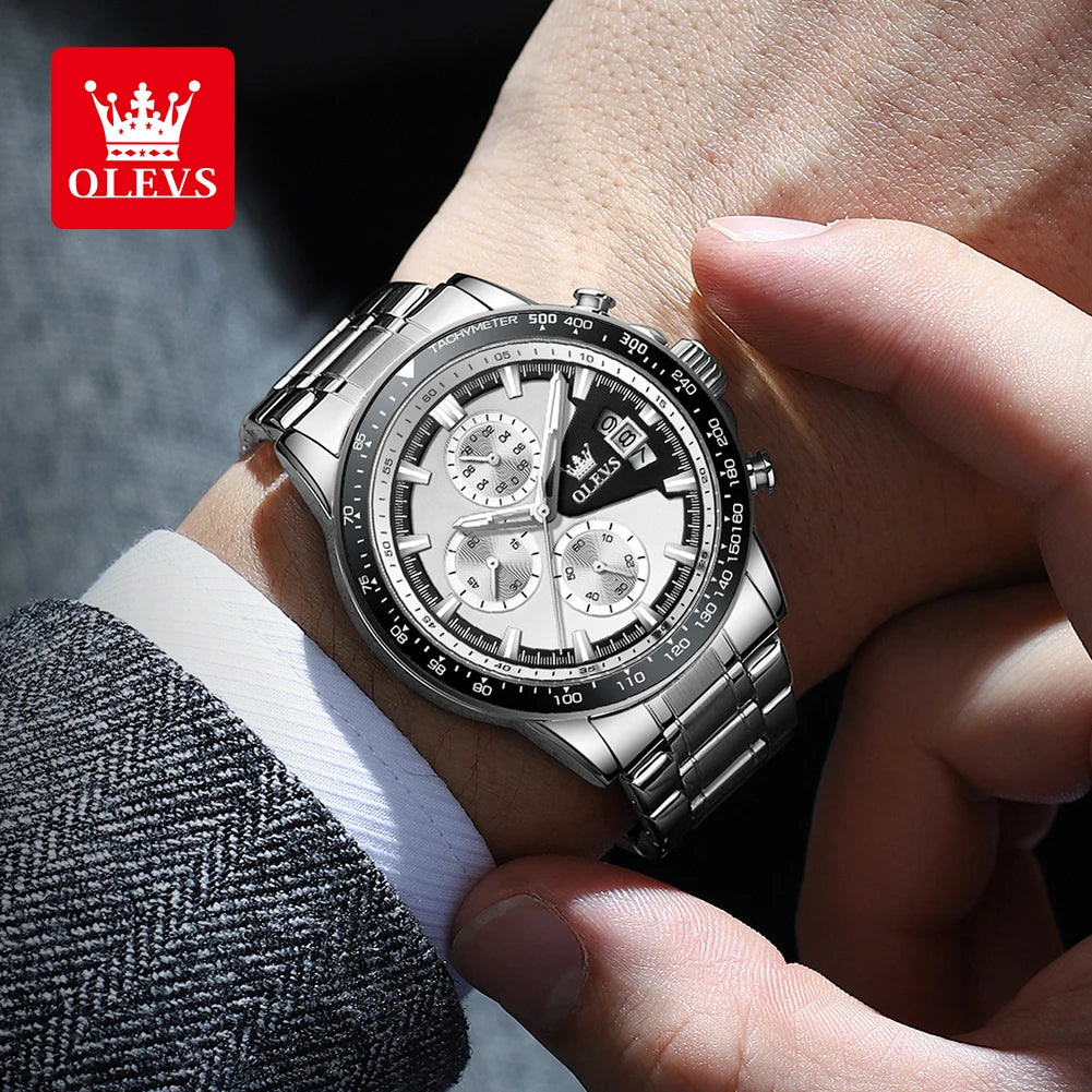 OLEVS Original Multi-function Chronograph Stainless Steel Waterproof Wristwatch