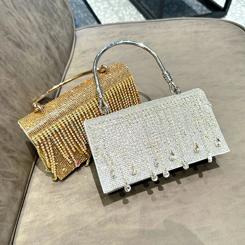 New Versatile Evening Clutch: Crystal Fringe Party Purse