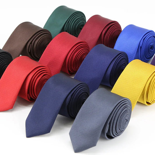 New Narrow Twill Tie for Men: Classic Handmade Skinny Tie with Thick Striped Solid Color, Narrow Collar, Slim Cashmere Tuxedo Tie