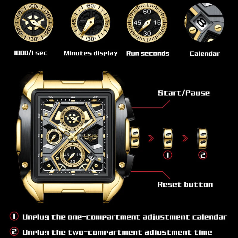 LIGE Design Chronograph Wristwatch