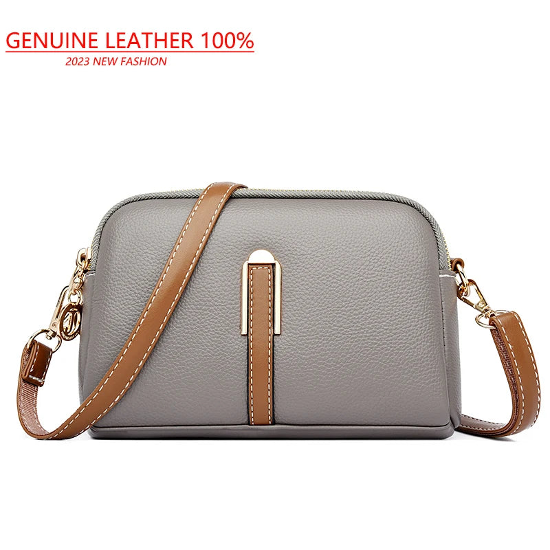 100% Genuine Leather Designer Handbag for Women – Luxury Cowhide Flap Shoulder Bag