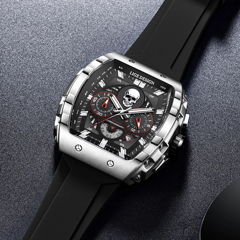 LIGE Design Hollow Chronograph Watch