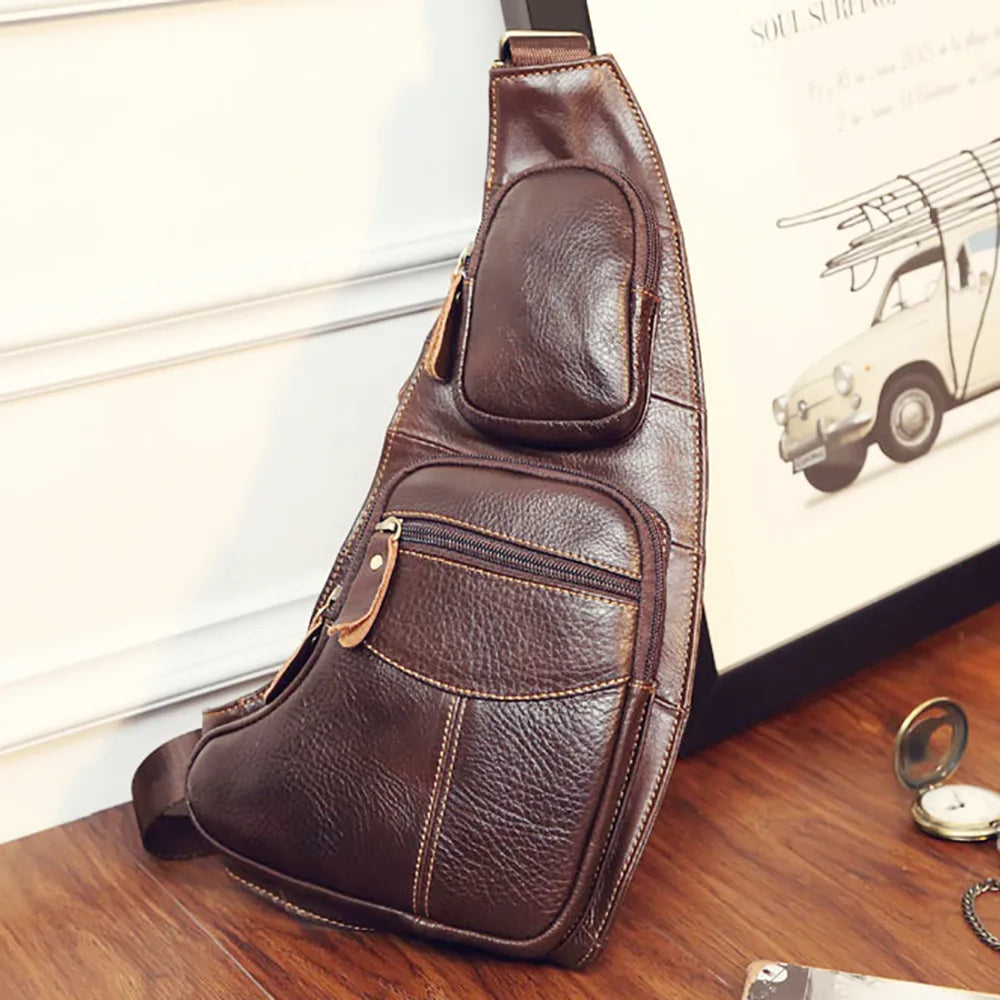 Men's Vintage Style Genuine Leather Cowhide Cross Body Messenger Bag Ideal for Travel