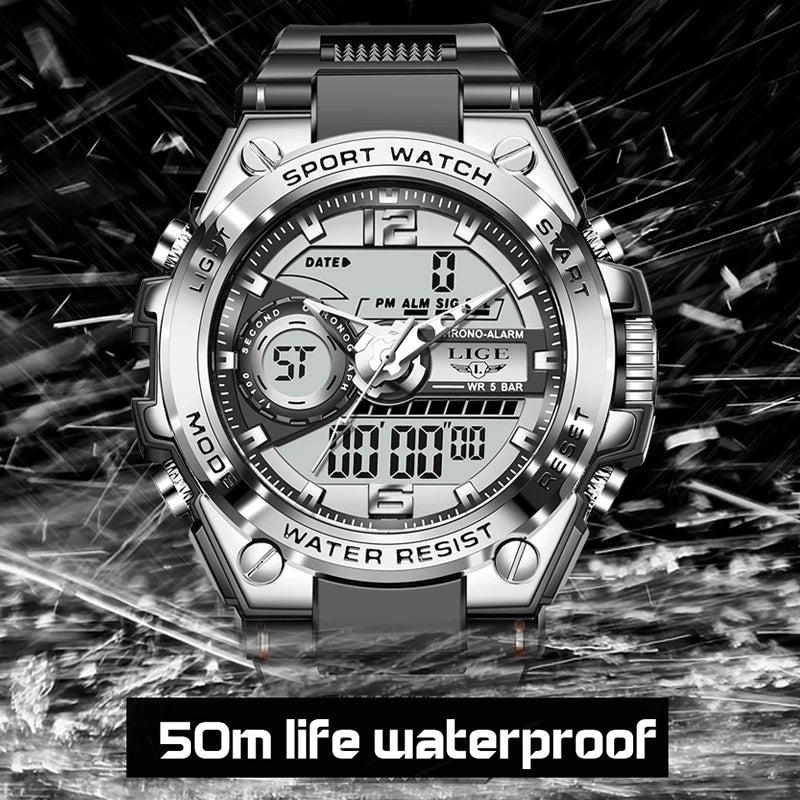 LIGE Digital 50m Waterproof Sports Watch