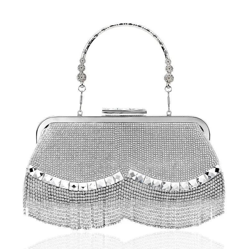 Women's Elegant Diamond-Embellished Tassel Evening Bags