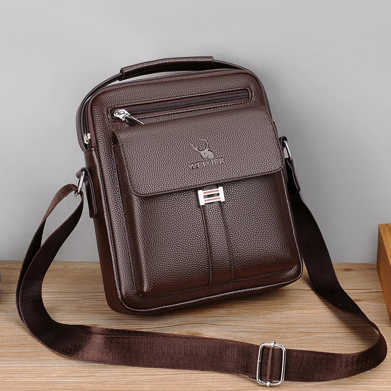 High-Quality Men's Genuine Leather Crossbody Shoulder Bags: Fashionable Business Messenger Bag for Men