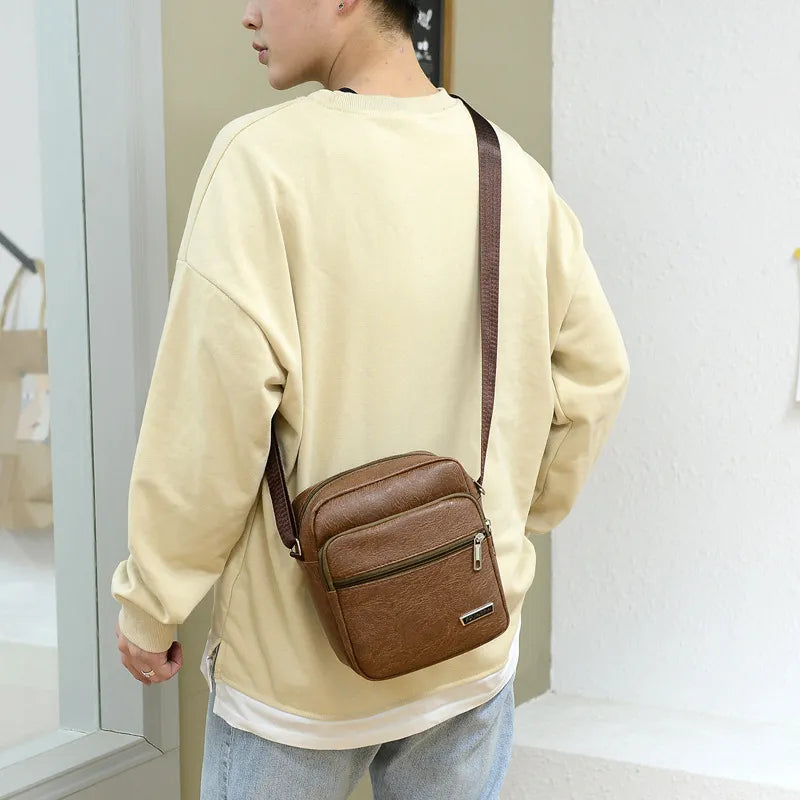 High-Quality Men's Genuine Leather Crossbody Shoulder Bags: Fashionable Business Messenger Bag for Men