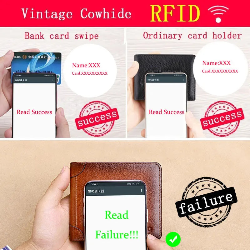 Men's RFID Blocking Genuine Leather Bifold Wallet