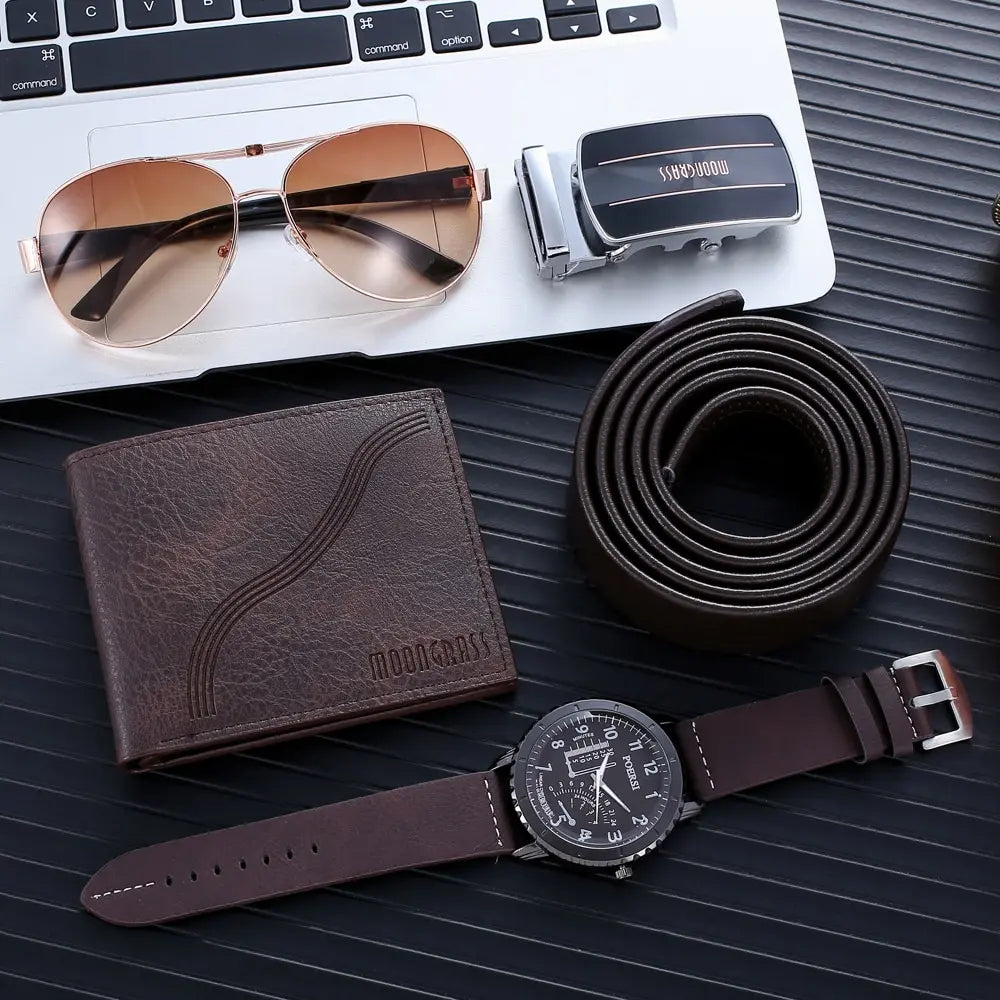Creative Men's Gift Box: Automatic Buckle Belt, Watch, Purse, Sunglasses - A Unique and Stylish Holiday Set