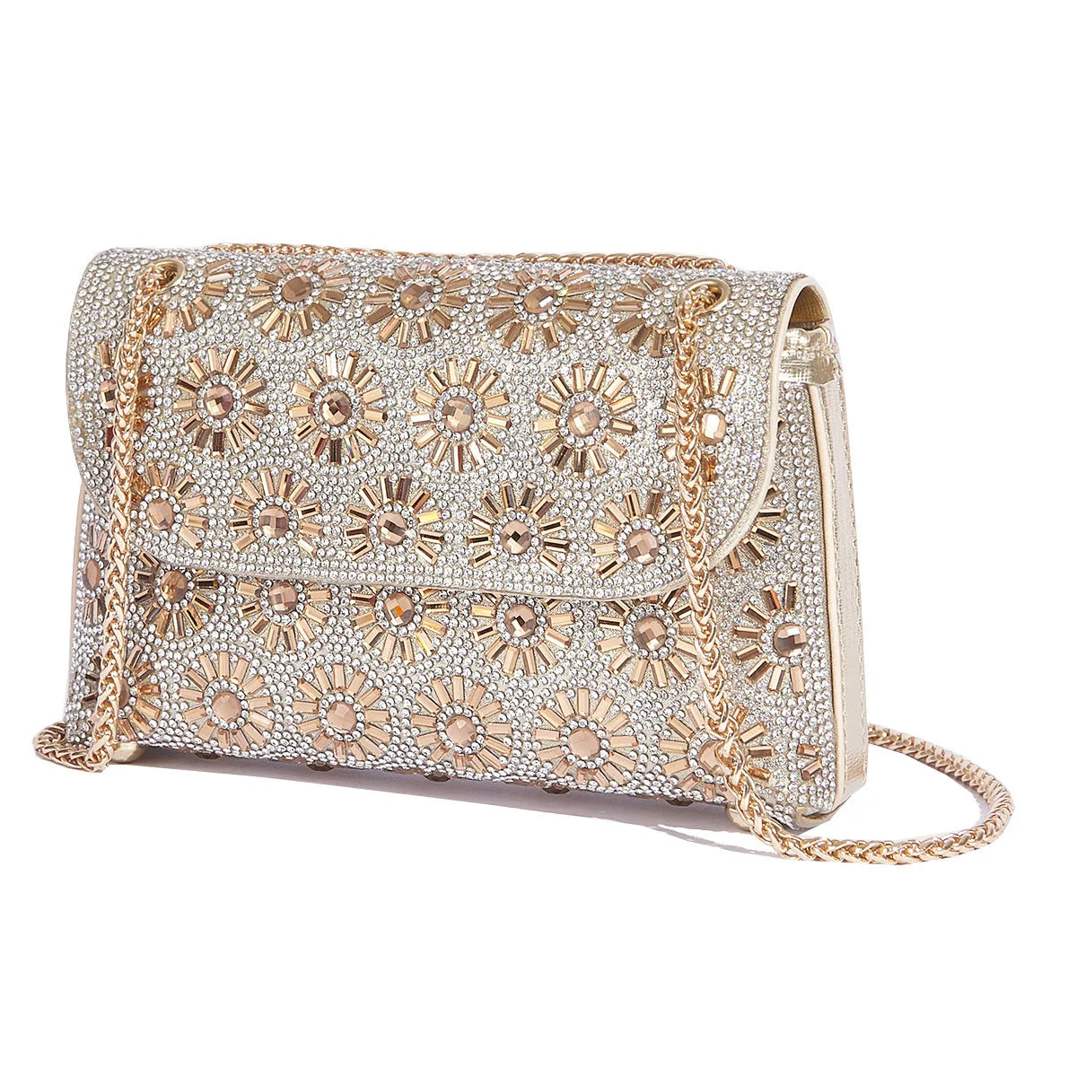 Luxury Designer Clutches: Exquisite Sunflower Rhinestone Clutch for Women