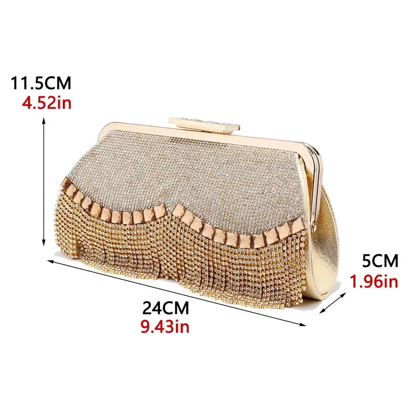 Women's Elegant Diamond-Embellished Tassel Evening Bags