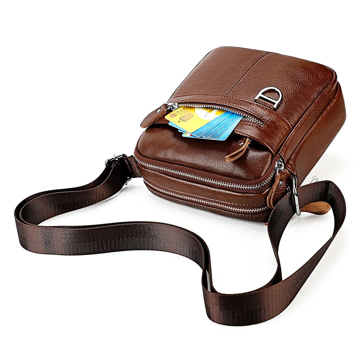 Men's Square-Shaped Messenger Bag: Crossbody Leather Shoulder Bag for Outdoor Adventures