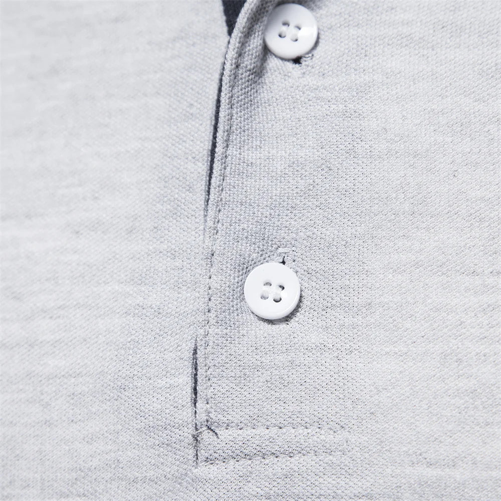 Giraffe Embroidery Grey Long Sleeve Polo Shirt