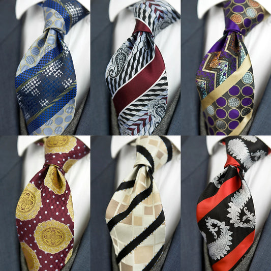 Refined Geometric Pattern Men's Neckties Crafted from 100% Silk with Elegant Designs