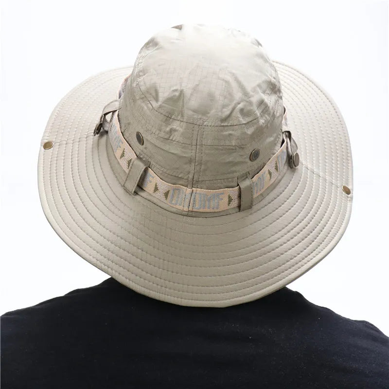 Stay Cool and Protected in Summer: Men's Bucket Hat with Outdoor UV Protection, Wide Brim, Panama Safari Style - Perfect for Hunting, Hiking, Beach, and Sunscreen Cap