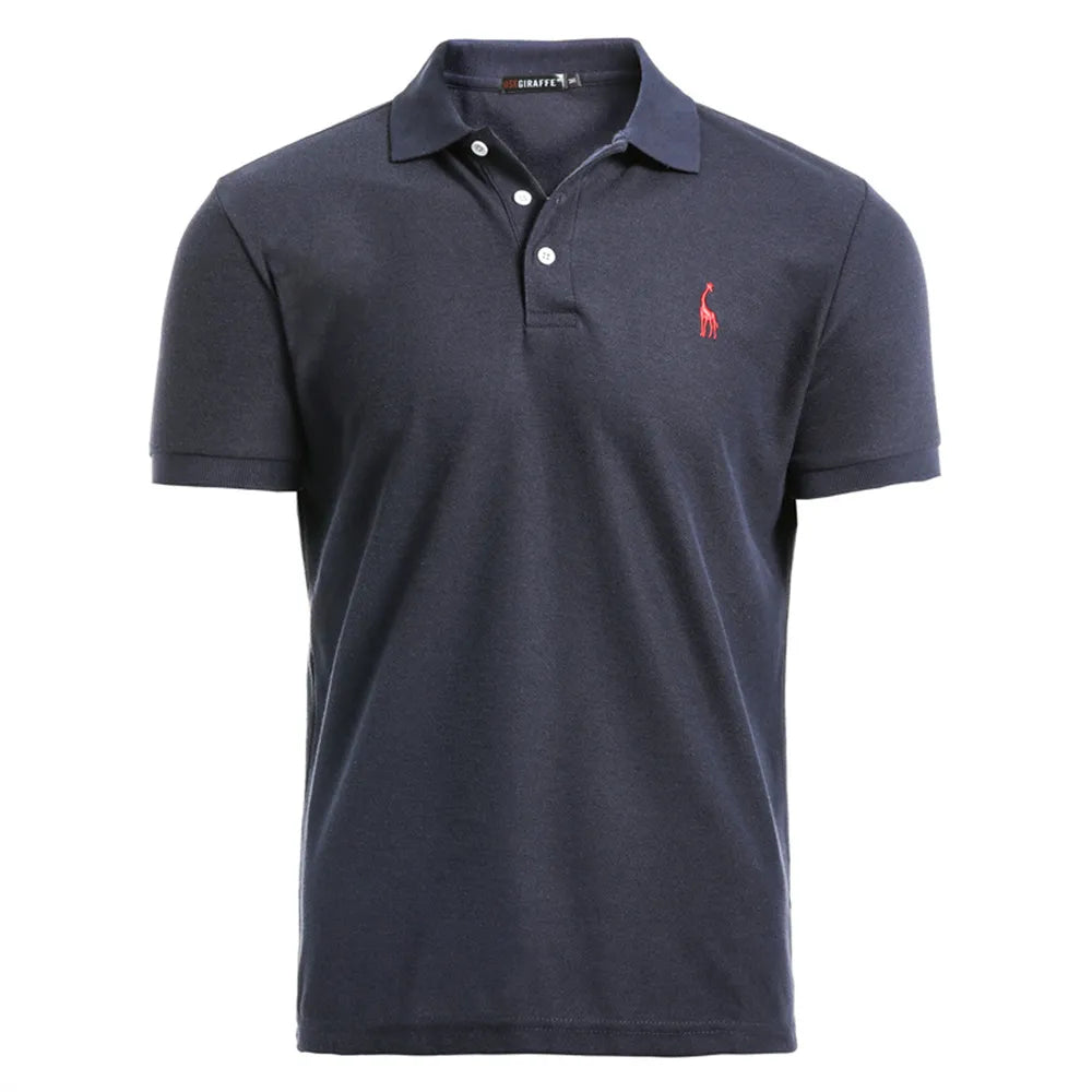 Giraffe Embroidery Navy Polo Shirt