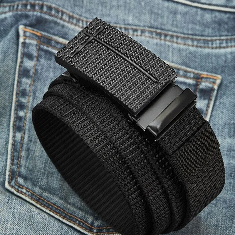 High-Quality Military Tactical Belt for Men: Automatic Nylon Design, Perfect for Jeans
