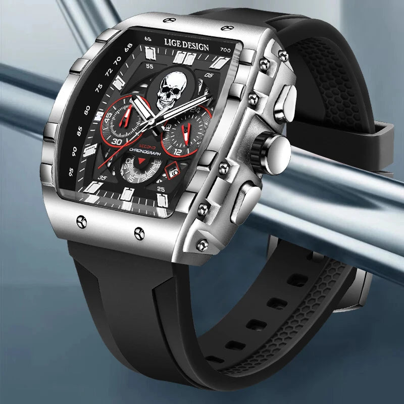 LIGE Design Hollow Chronograph Watch