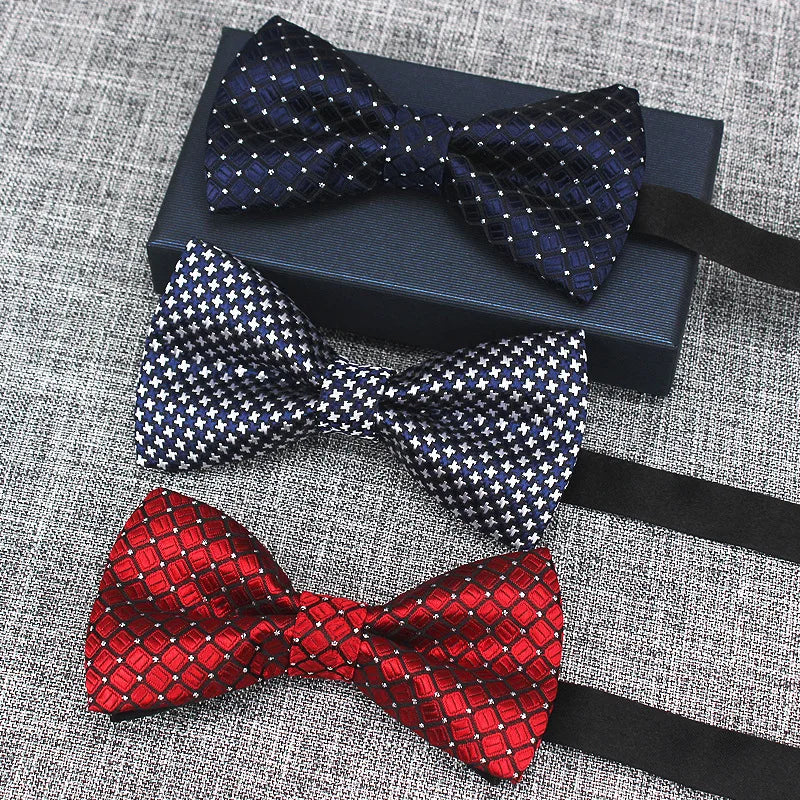 Men's Business Fashion Bow Ties: Variety of Patterns Including Dots, Geometric, Solid Color, Plaid, and More