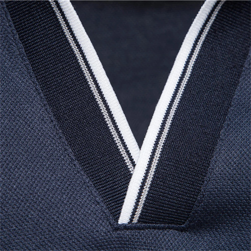 Navy Blue V Neck Polo Shirt