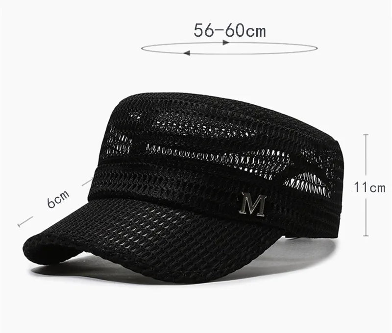 Men's Outdoor Summer Military Hats: Breathable Mesh Design in Flat Top Caps
