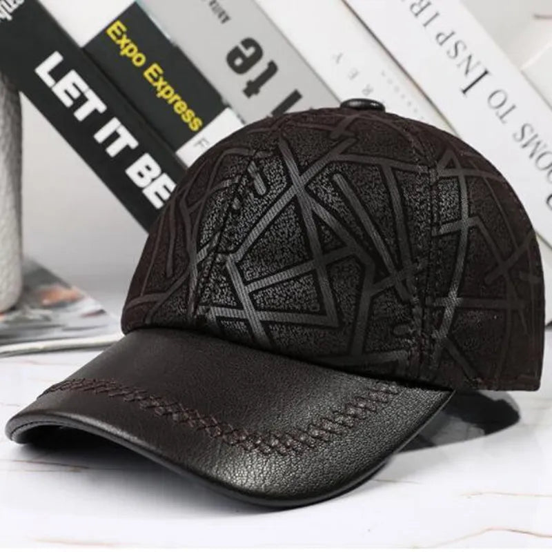 Autumn Elegance: Genuine Sheepskin Leather Baseball Caps for Men - Ideal for Parties with a Fashionable Leather Cap Design