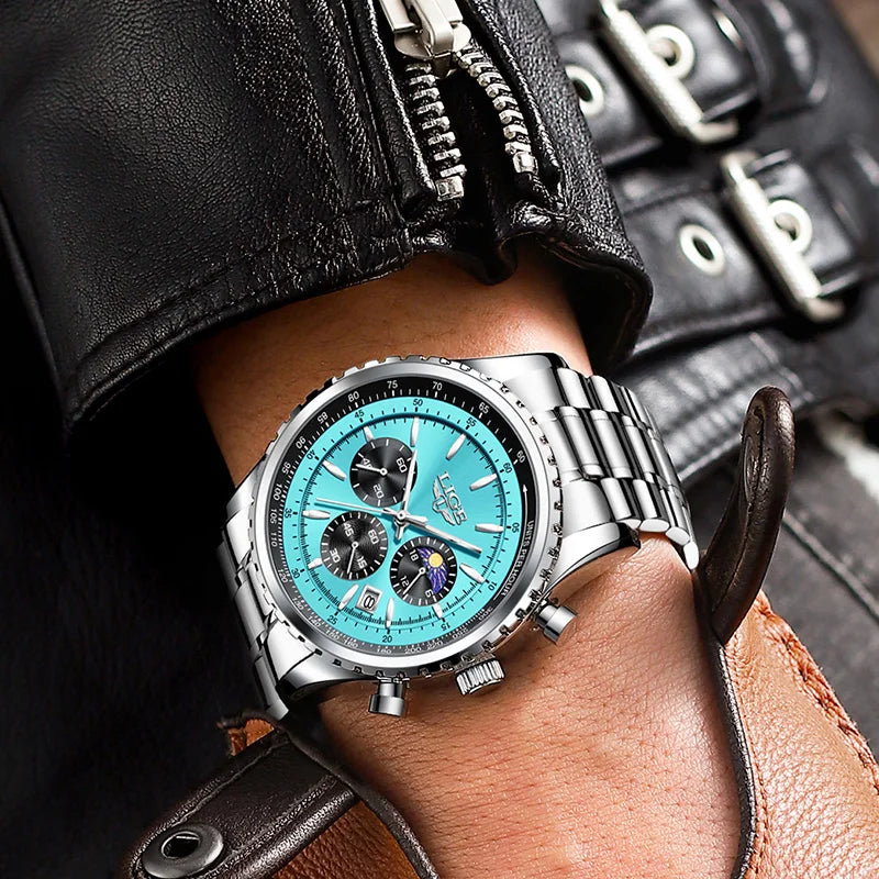 LIGE Luxury Quartz Men Chronograph Watch