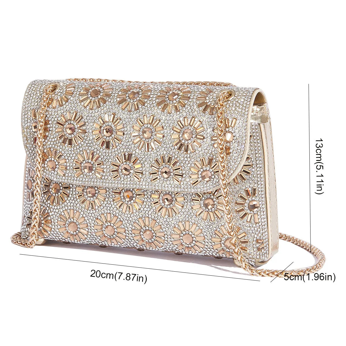 Luxury Designer Clutches: Exquisite Sunflower Rhinestone Clutch for Women