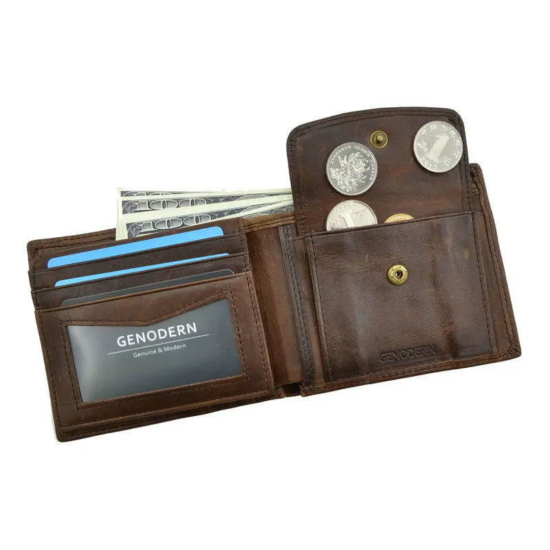 RFID Blocking Genuine Leather Men's Wallet with Card Holders