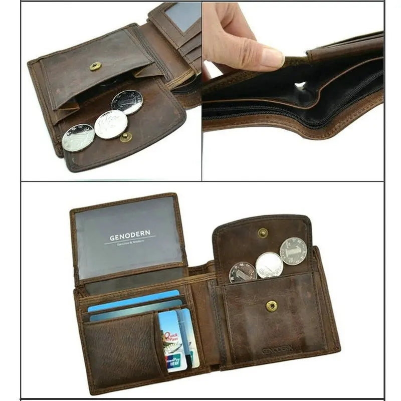 RFID Blocking Genuine Leather Men's Wallet with Card Holders