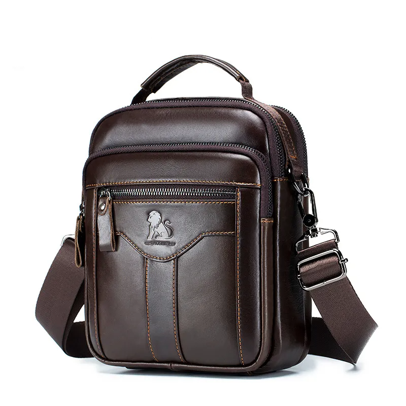 New Leisure Shoulder Bag for Men: Original Handbag with 100% Cowhide, Luxury Design, and Crossbody Messenger Style