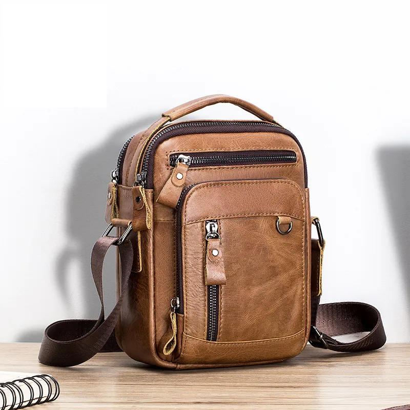 New Small Designer Men's Messenger Bag: 100% Genuine Leather Crossbody Bag