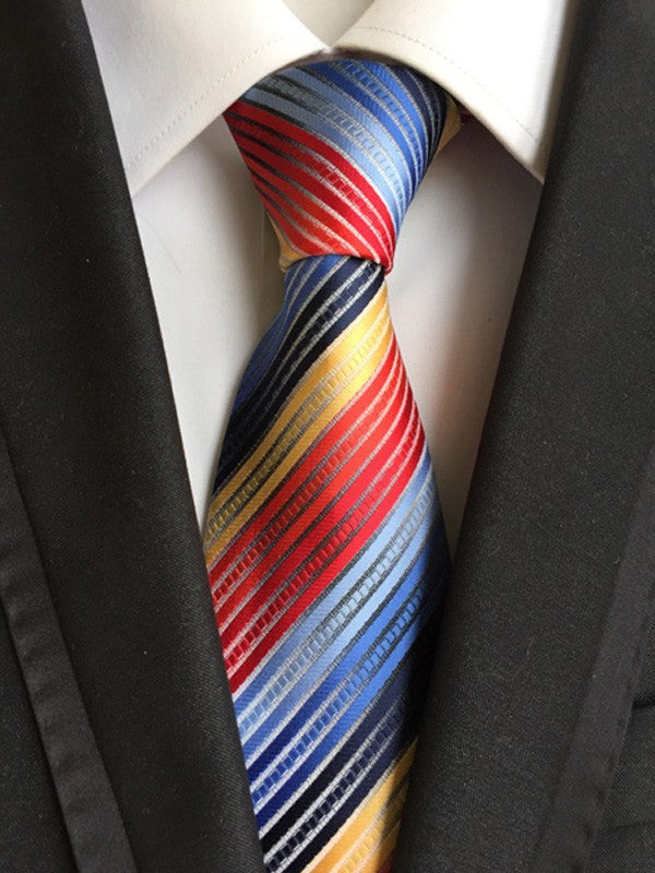 Jacquard Woven Rainbow Stripes Silk Ties