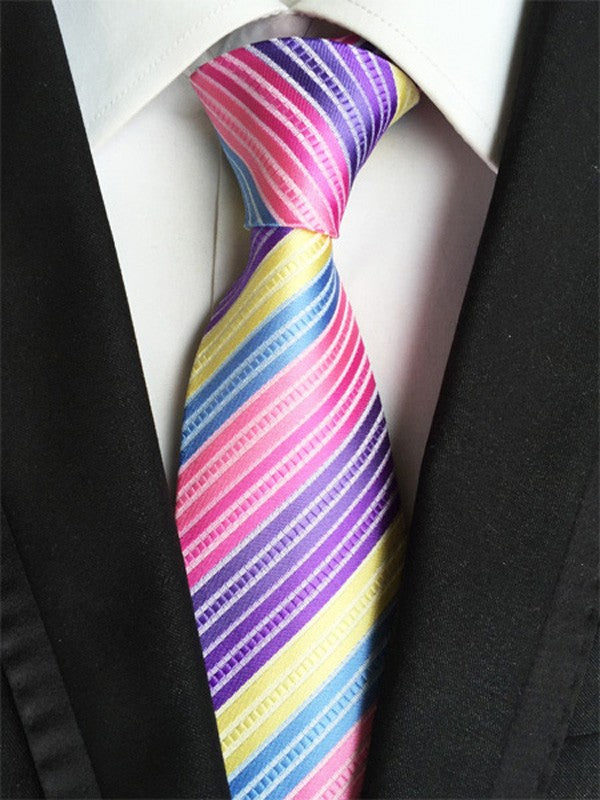 Jacquard Woven Rainbow Stripes Silk Ties